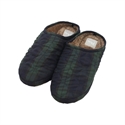 【mio】室內保暖防滑拖鞋(黑綠-格紋)